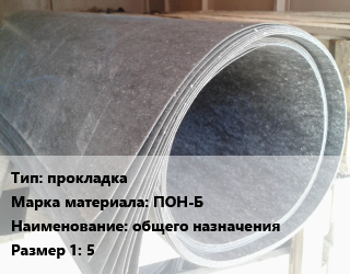 Паронит прокладка ПОН-Б общего назначения 5, шт цена от 138.24 Тг / шт, где купить, условия доставки в Кызылорде и Кызылординской области
